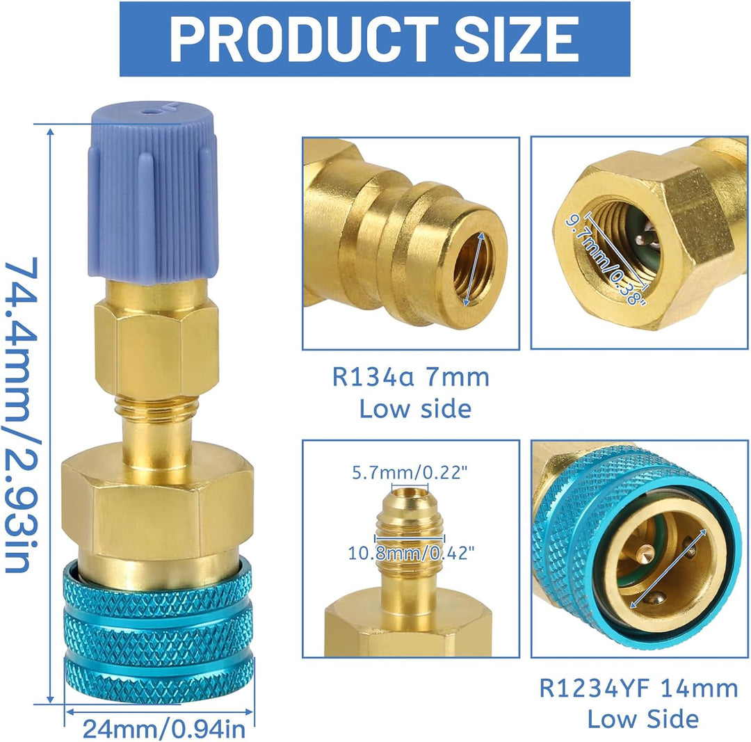 DBREAKS R1234yf-auf-R134a-Adapter, Messing Schnellkupplungssatz, High/Low Side Schnellkupplung Adapt