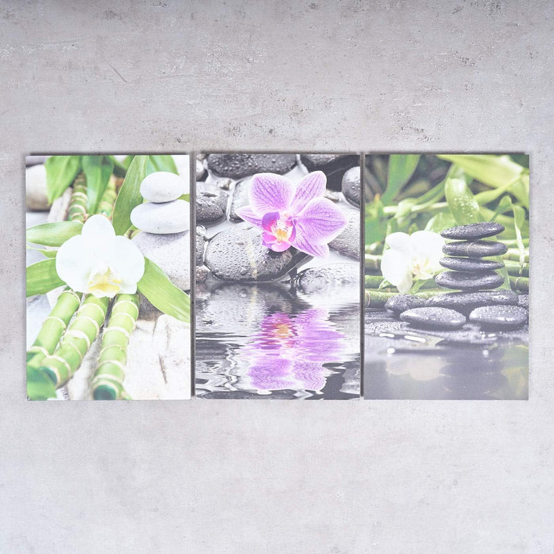 3er Set Wandbild je 20x30cm Aluminium Dibond Orchideen Wellness Deko Wanddeko Aluschild Alu-dibond,