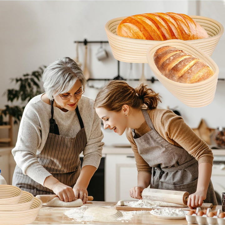 Gärkörbchen Oval，Profi Gärkorb zum Brotbacken oval，schönes Gärkörbchen mit waschbarem Leineneinsatz，