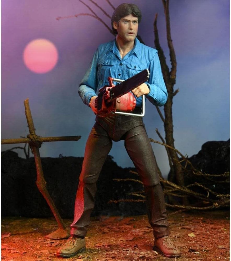 NECA Evil Dead Actionfigur Ultimate Ash 40th Anniversary aus Kunststoff, Geschenkverpackung.