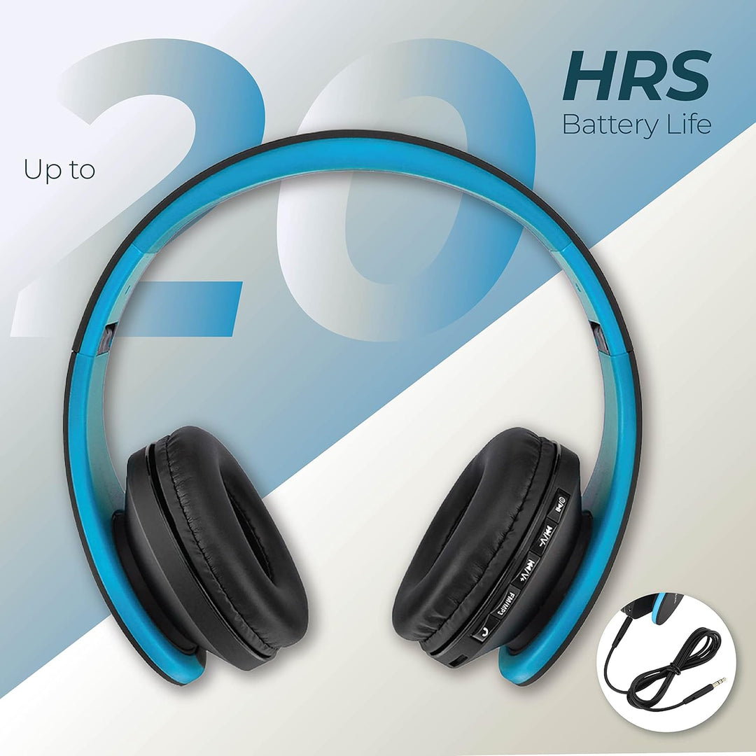 PowerLocus Bluetooth Kopfhörer Over Ear, Kabellose Kopfhörer, HiFi Stereo, Faltbare Kopfhörer mit Mi