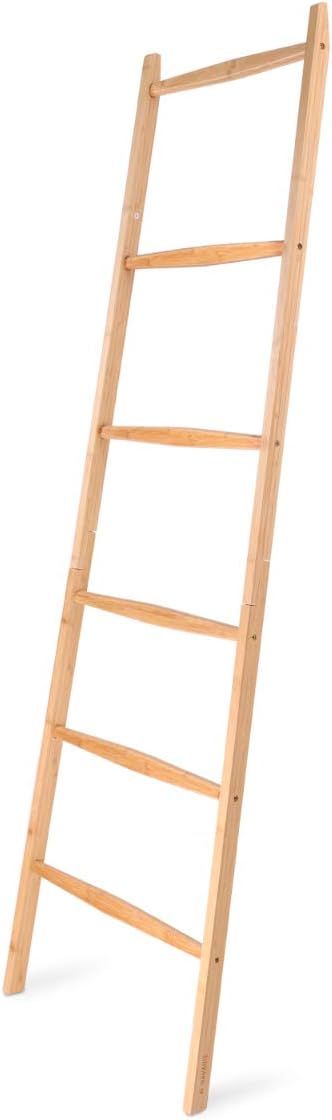 Navaris Handtuchleiter Holz Leiter aus Bambus - Bambusleiter für Handtücher Kleidung Accessoires - H