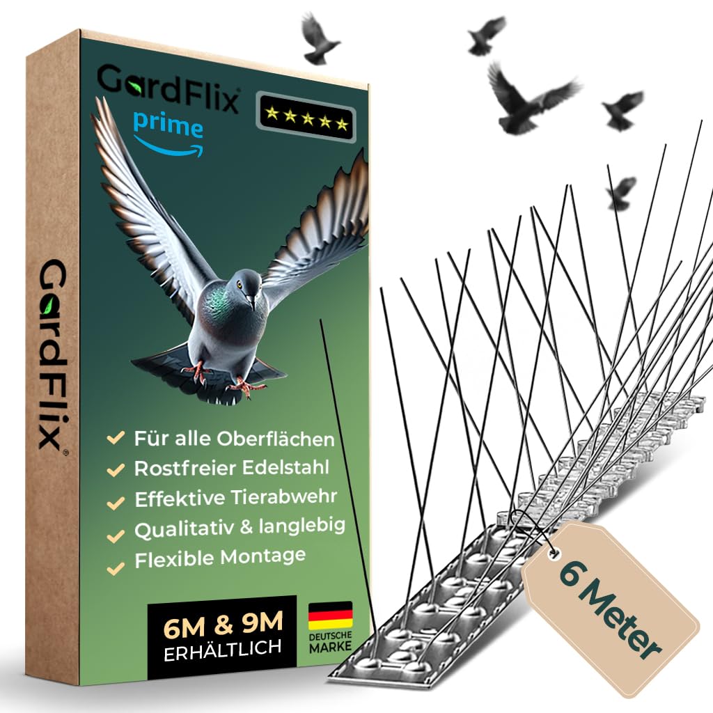 Gardflix® Taubenabwehr Spikes Taubenschreck 9m & 6m | Edelstahl Vogelschreck für Balkon und Fenster