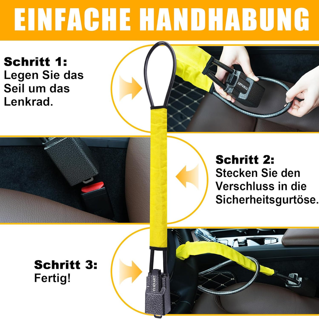 Turnart Lenkradkralle, Lenkradschloss für Auto, Wegfahrsperre, Universell Passend für die Meisten Fa