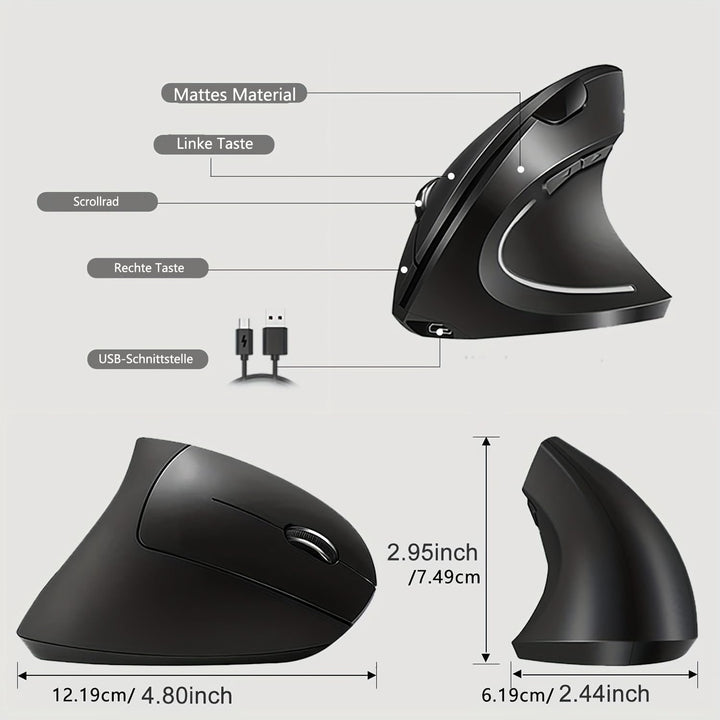2.4G Wireless Vertikale Ergonomische, Wiederaufladbar, Optische Maus Vertical Ergonomic Optical Mous