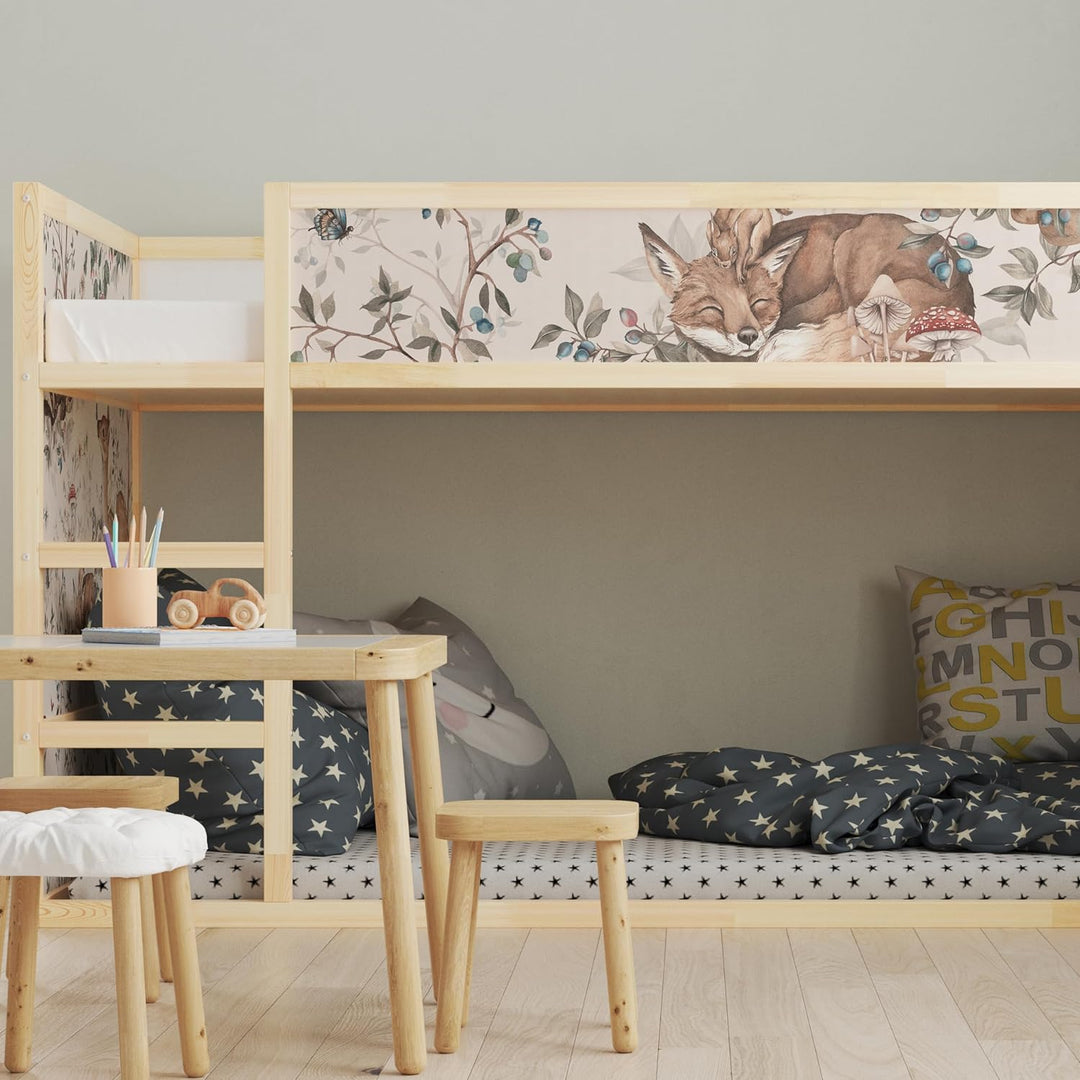 WANDKIND Aufkleber für IKEA KURA Kinderbett Hochbett Klebefolie Möbelfolie Sticker Kinderzimmer Wald