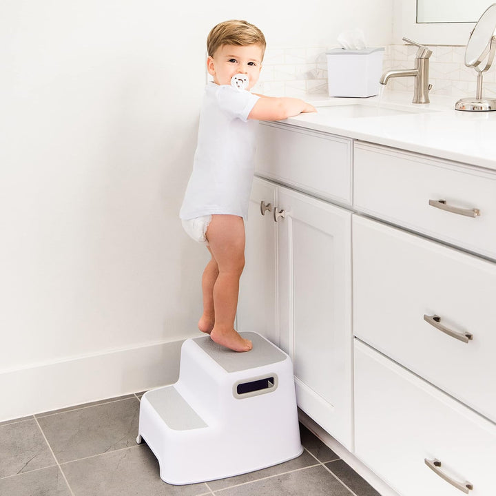 Ubbi Wide 2 Step Stool for Kids, Toddler Stool for Toilet Potty Training, Slip Resistant Soft Grip f