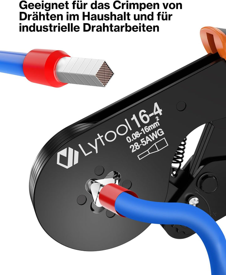 Lytool Crimpzange 0,08-16 mm²,Aderendhülsenzange Presszange Vierkant Crimp Zange Krimperzange selbst