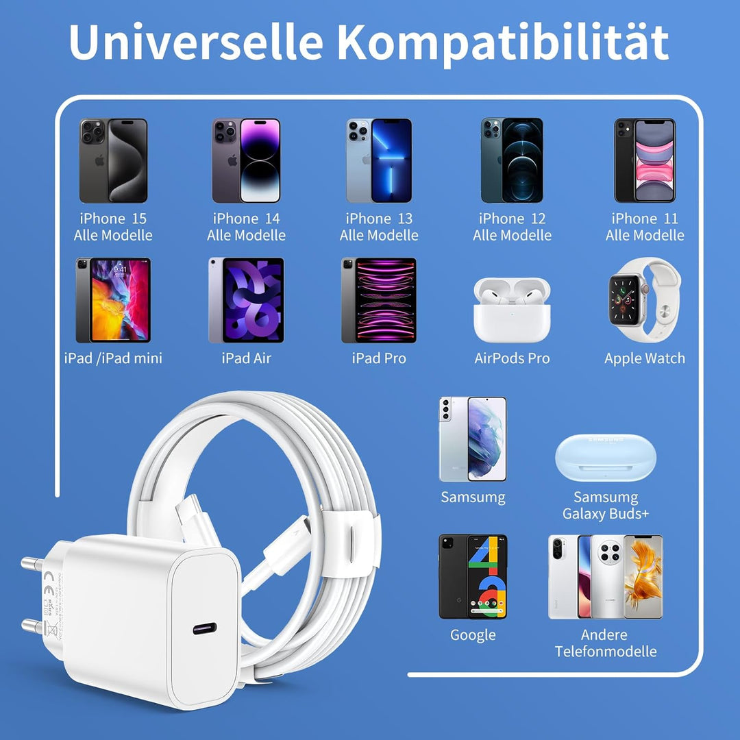 [Apple MFi Certified] 25W USB C Ladegerät,3er Pack iPhone Ladegerät und 2M iPhone Ladekabel*3, PD 3.