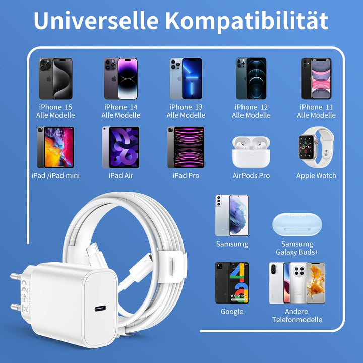 [Apple MFi Certified] 25W USB C Ladegerät,3er Pack iPhone Ladegerät und 2M iPhone Ladekabel*3, PD 3.