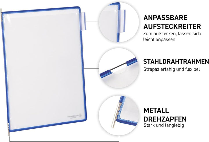 Tarifold 414609 Magnetisches Wandsichttafel Set | DIN A4 | 10 Sichttafeln | Sortiert (blau, rot, gel