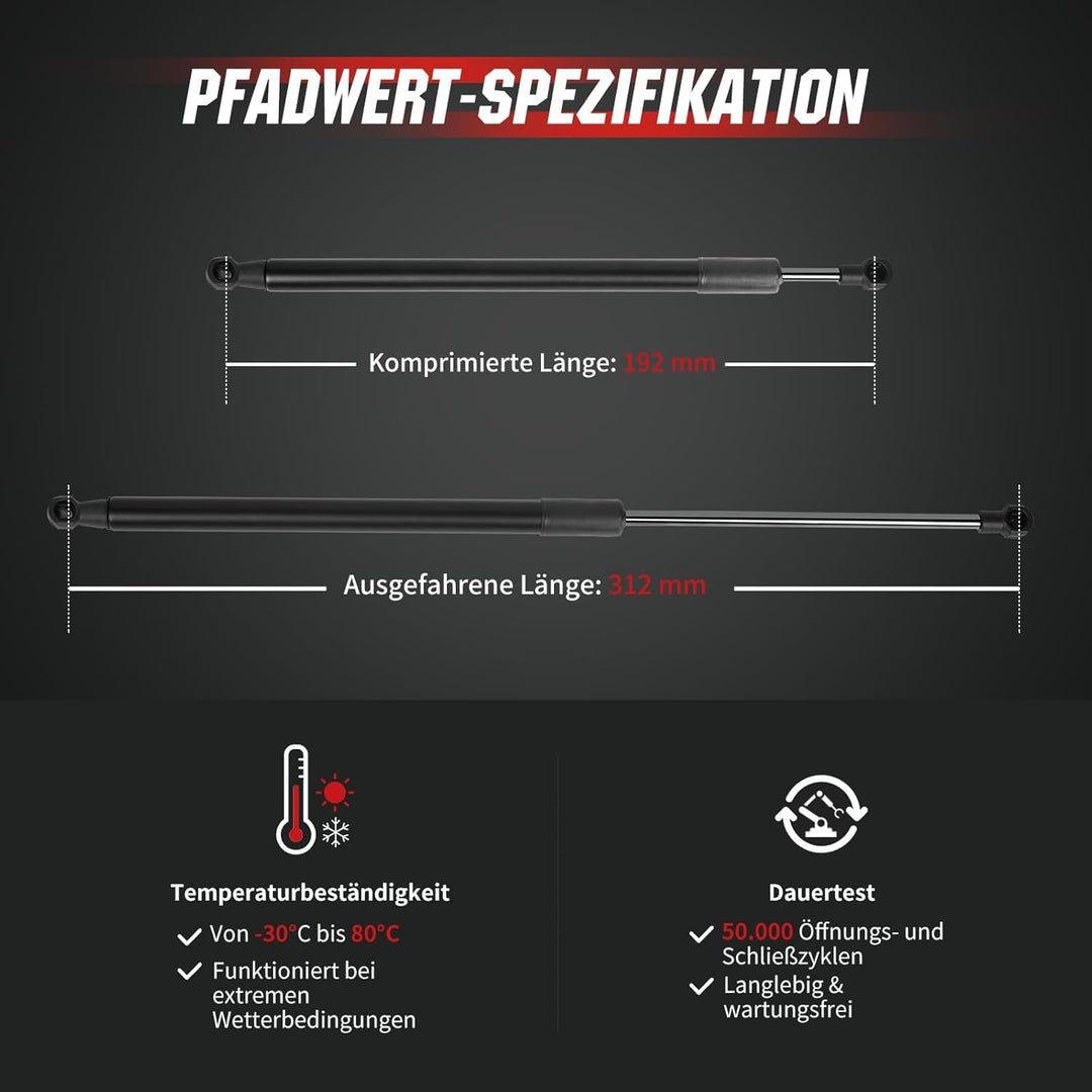 Gasfeder Heckklappe kompatibel mit BMW 5er E60 Limousine (2001–2010) & E61 Touring (2004–2010), OTUA