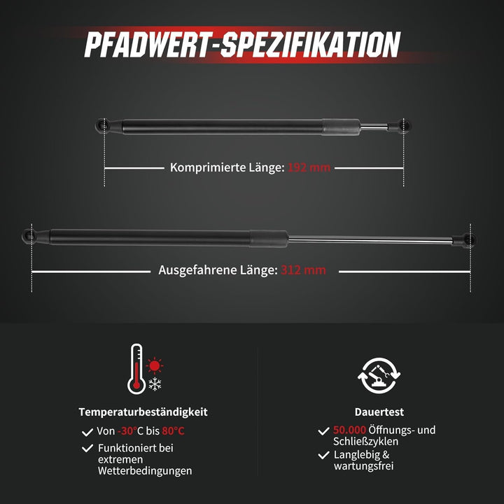 Gasfeder Heckklappe kompatibel mit BMW 5er E60 Limousine (2001–2010) & E61 Touring (2004–2010), OTUA