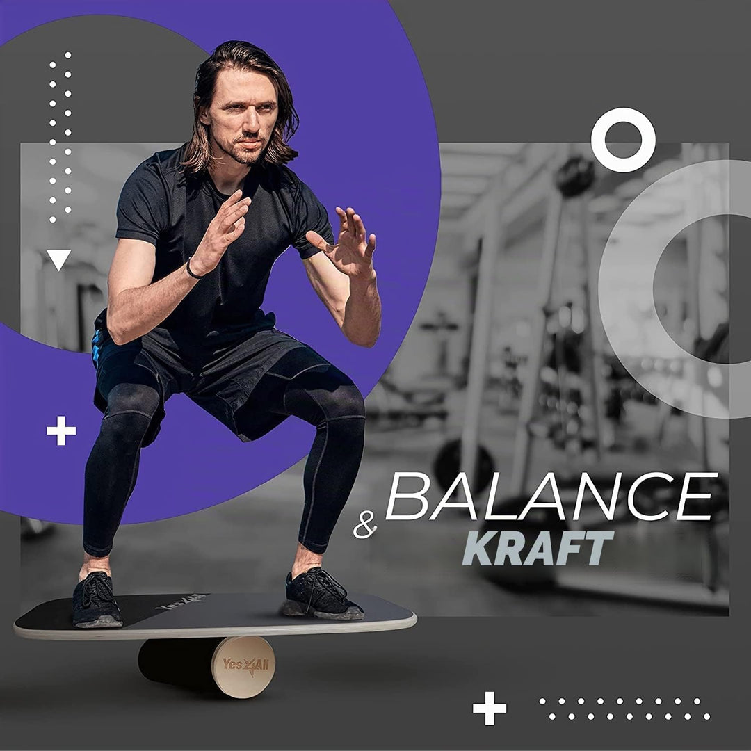 Yes4All Indoorboard aus Holz, Surf Balance Board mit glatter Oberfläche und Rolle für alle Trainings
