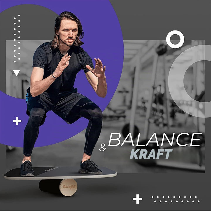 Yes4All Indoorboard aus Holz, Surf Balance Board mit glatter Oberfläche und Rolle für alle Trainings