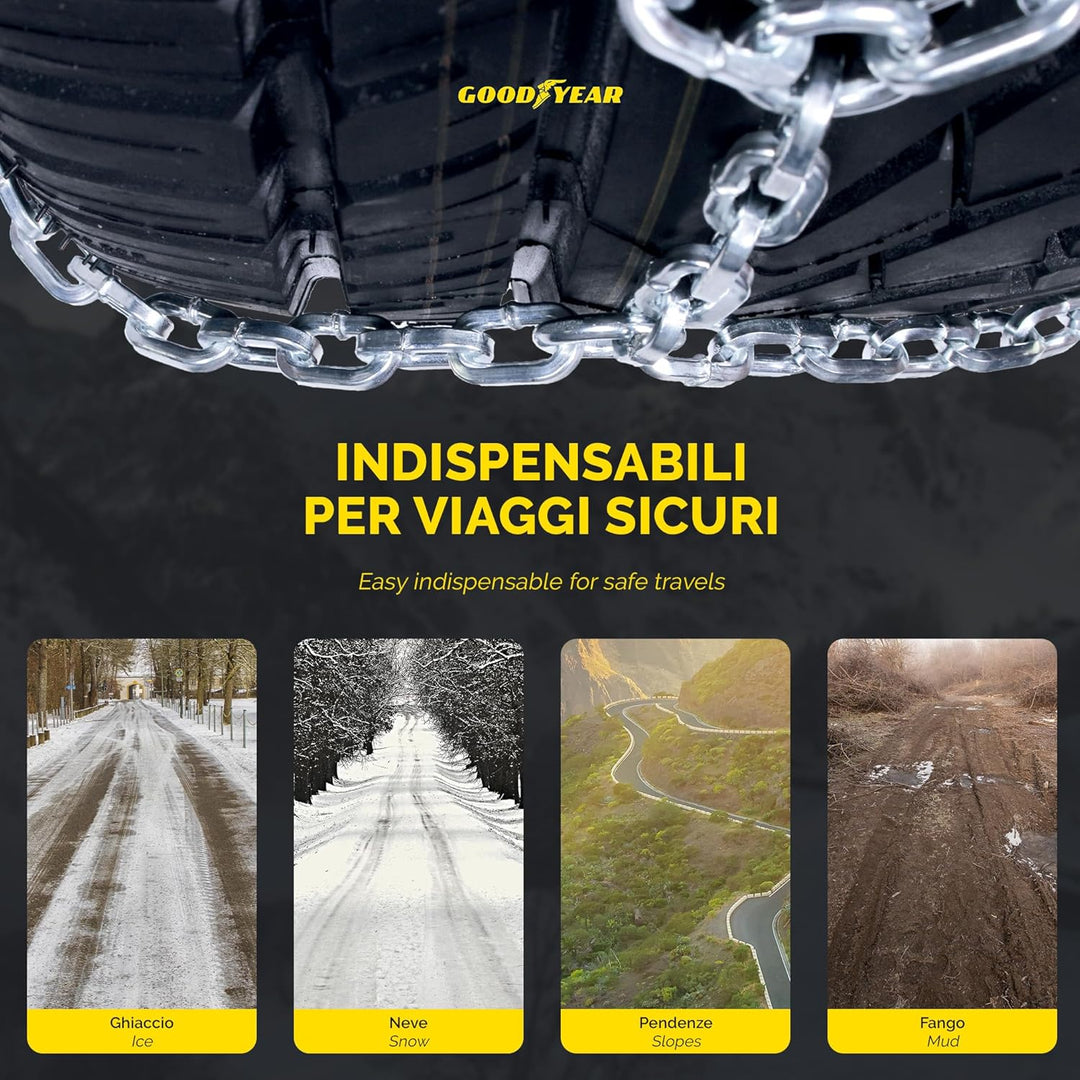 Goodyear 77931 Schneeketten 12 mm für SUV, Lieferwagen und Wohnmobil mit Selbstspannsystem, Grösse 2