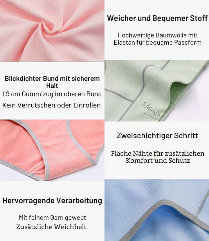 wirarpa Unterhosen Damen Midi Taille Slip Baumwolle Bequeme Unterwäsche 5er Pack M Hellrosa/Hellblau