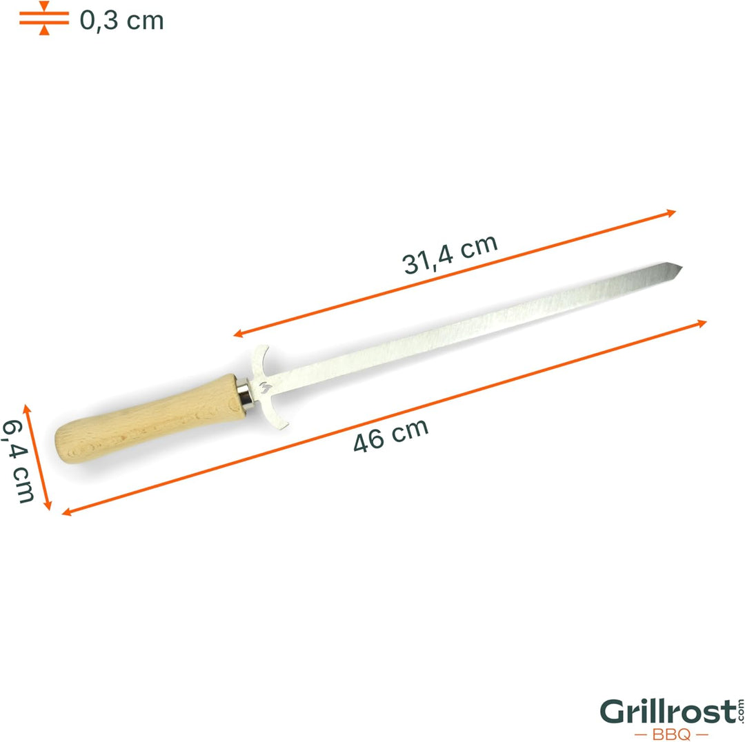 Grillrost.com Edelstahl Grillspiess | BBQ-Spiess | Churrasco | Drehspiess (50 cm) Grillspiess Set, G