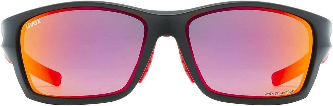 Uvex Unisex Sportstyle 232 P Sportbrille (1er Pack), Black Mat Red/Red