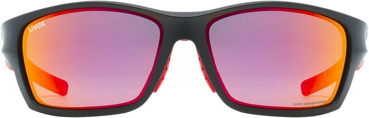 Uvex Unisex Sportstyle 232 P Sportbrille (1er Pack), Black Mat Red/Red