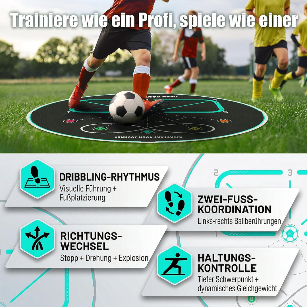 360 Fussballtrainingsmatte, Rutschfeste und Geräuscharme Fussballtrainingsgeräte, Fussball-Trainings