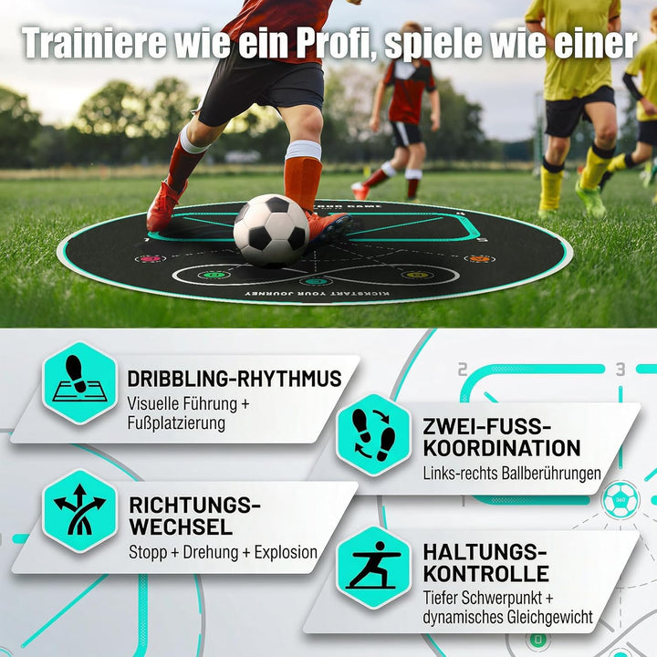 360 Fussballtrainingsmatte, Rutschfeste und Geräuscharme Fussballtrainingsgeräte, Fussball-Trainings