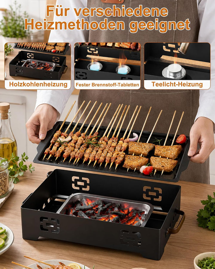 BBQ Warmhalteplatte 37x20cm - Fleischwarmhalter füR Grillen mit Heizplatte | Tragbare Warmhalteplatt