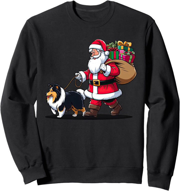 Shetland Sheepdog Weihnachtsmann Lustiger Hund Weihnachten Sweatshirt