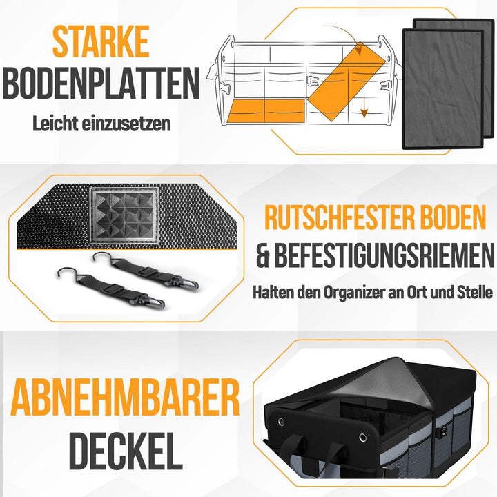 FORTEM Kofferraum Organizer, Kofferraumtasche, Zusammenklappbarer Auto Organizer Kofferraum mit Fäch