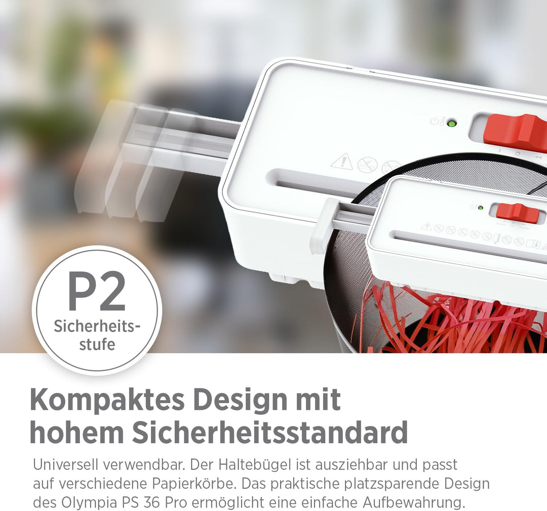 OLYMPIA PS 36 Pro Aktenvernichter | Papierschredder mit Streifenschnitt 6 mm | Schredder Aktenvernic