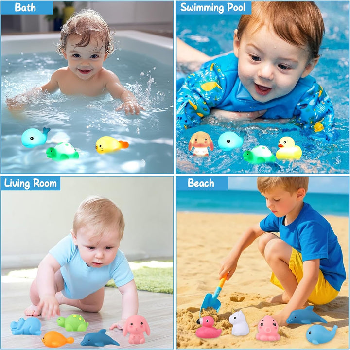 Leuchtendes Badespielzeug für Babys, 12er Pack Sensory Toys, Farbwechsel Badewannenspielzeug für 1-3