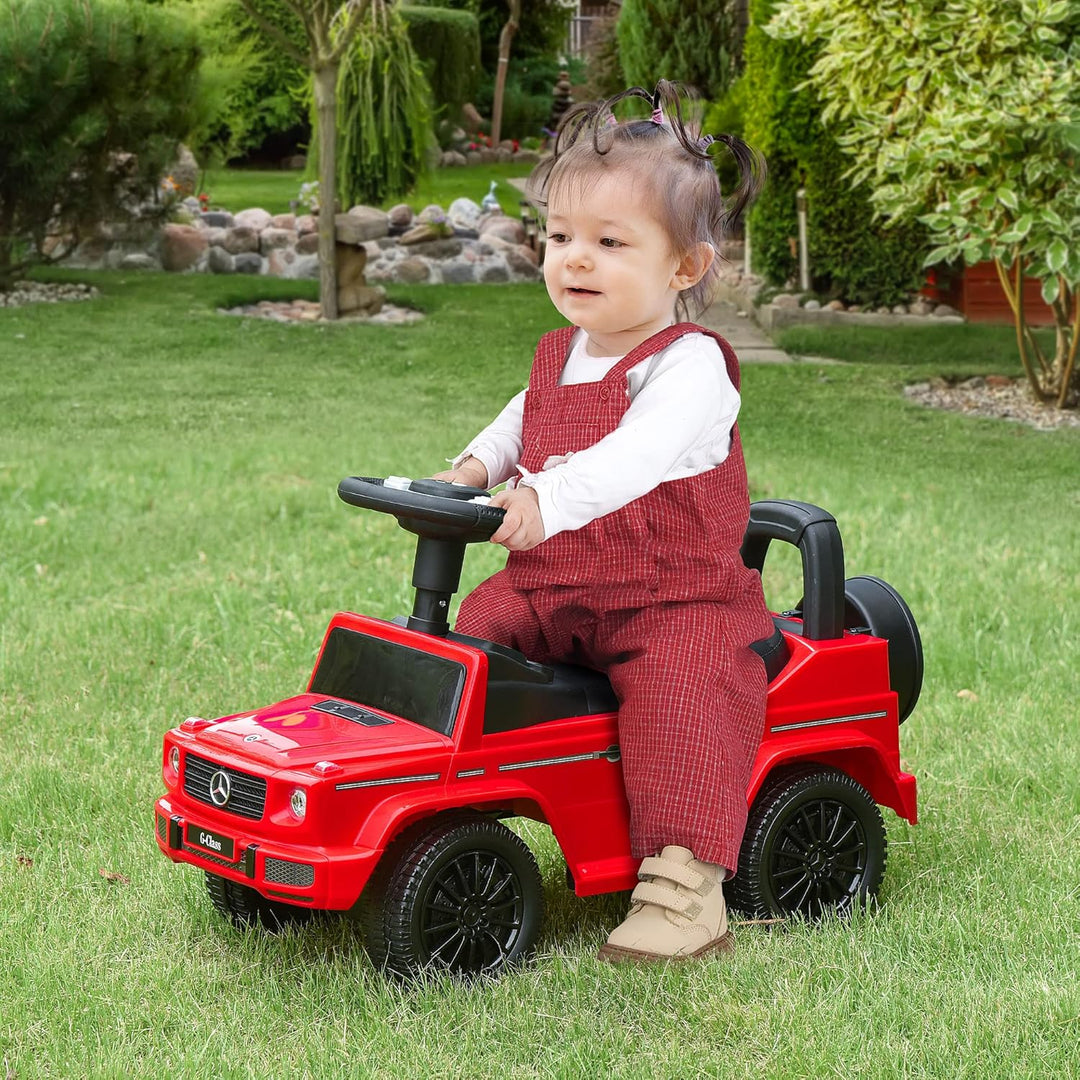 HOMCOM LKW Kinder Schiebefahrzeug Lizenz Mercedes Benz 12-36 Monate Kofferraum Hupe Scheinwerfer Rot