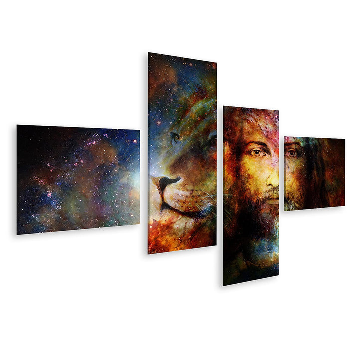 islandburner Bild auf Leinwand Jesus Mit Einem Löwen Religiös Bilder Wandbilder Poster Leinwand 150x