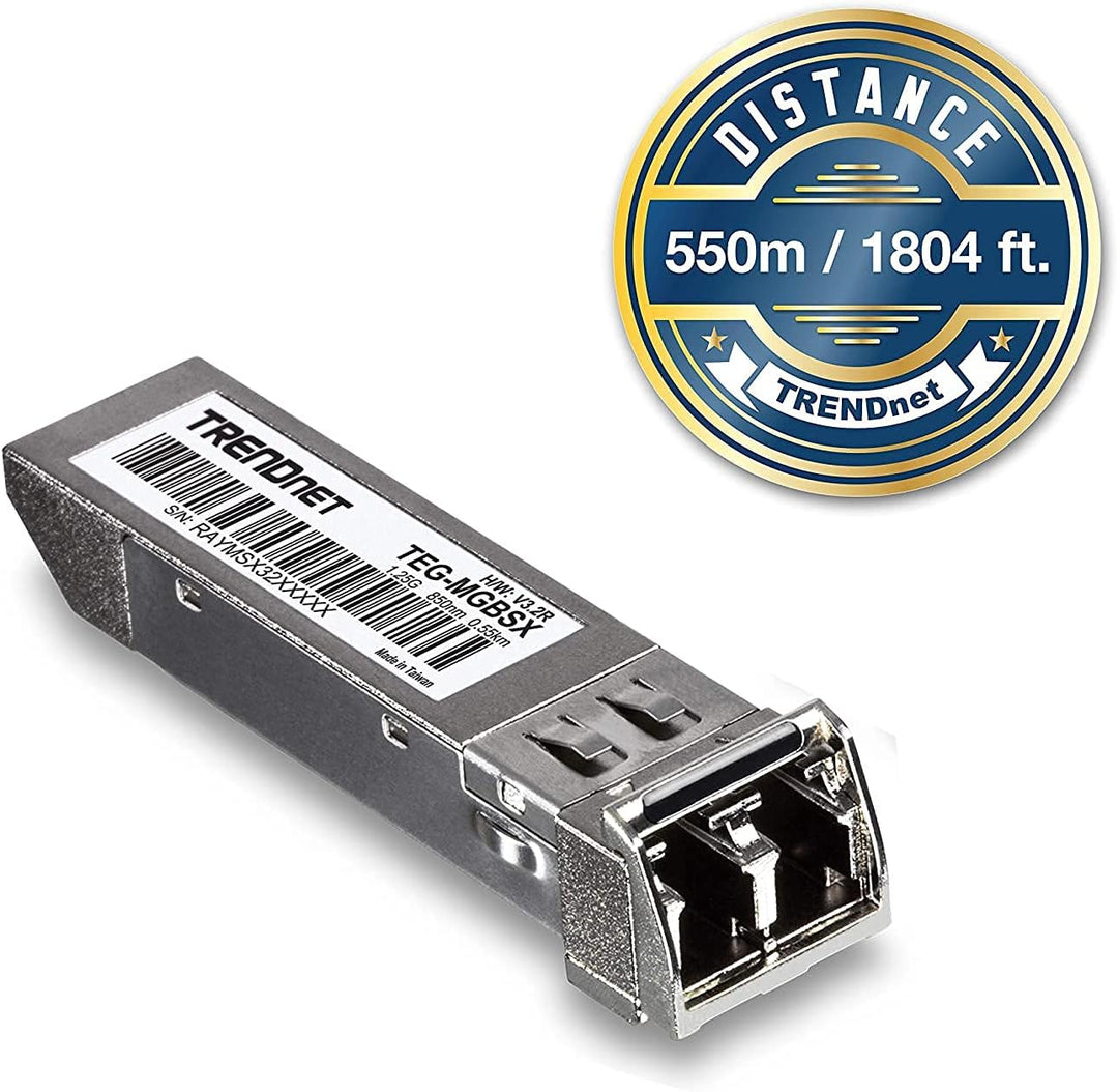TRENDnet, TEG-MGBSX, SFP Multi-Mode LC-Modul, Bis zu 550 m (1804 Fuss), Mini-GBIC, Hot Pluggable, IE