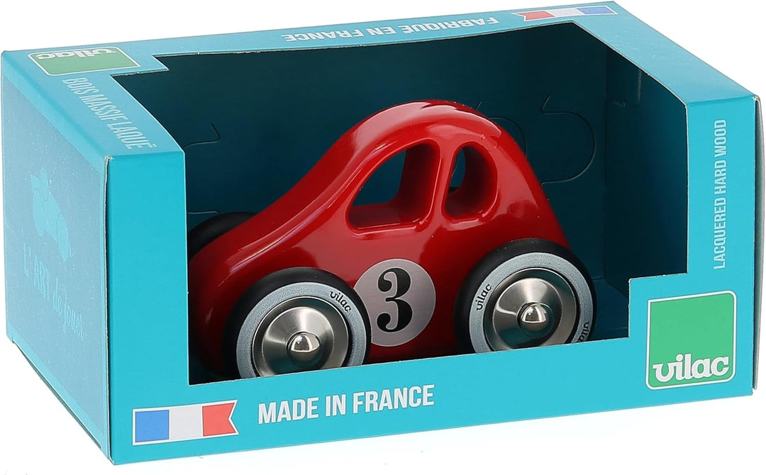 Vilac - Spiele und Spielzeug – Swing Car rot – Auto aus Massivholz – Räder aus Metall und Gummi – Za