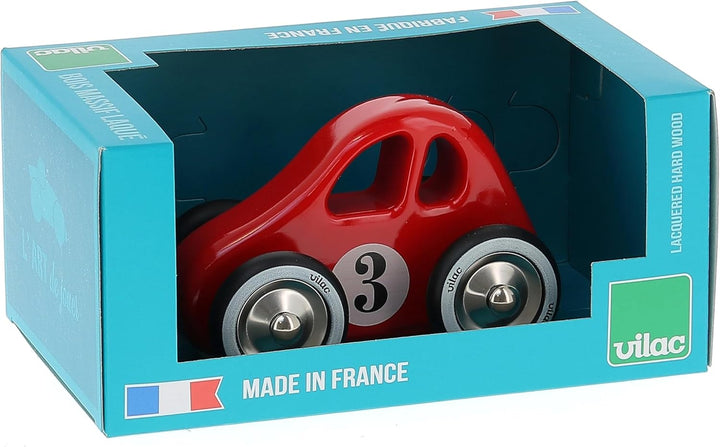 Vilac - Spiele und Spielzeug – Swing Car rot – Auto aus Massivholz – Räder aus Metall und Gummi – Za