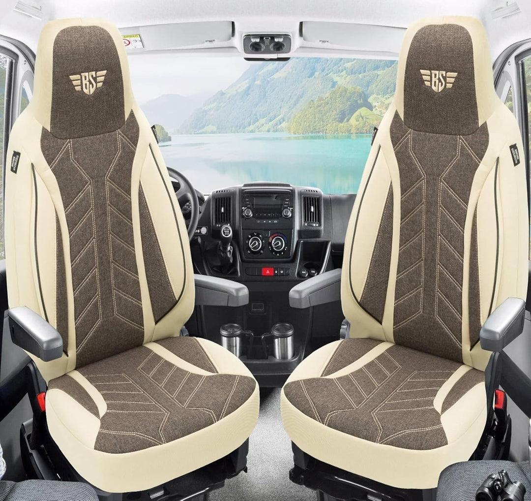 BREMER SITZBEZÜGE Wohnmobil Schonbezüge für FIAT Ducato Jumper Boxer PLKT211 PLKT211 - Beige/Braun,