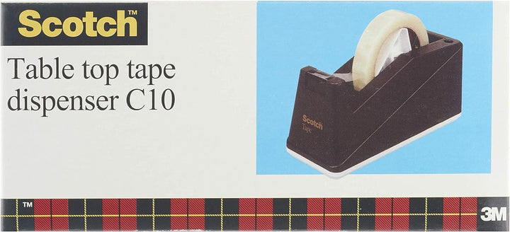 Scotch Klebebandabroller C10 – Tischabroller mit austauschbarem Rollkern in Schwarz &amp; Transparentes