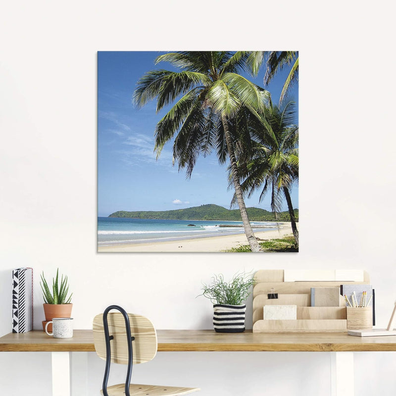 ARTland Glasbilder Wandbild Glas Bild einteilig 50x100 cm Hochformat Strand Meer Palmen Karibik Küst