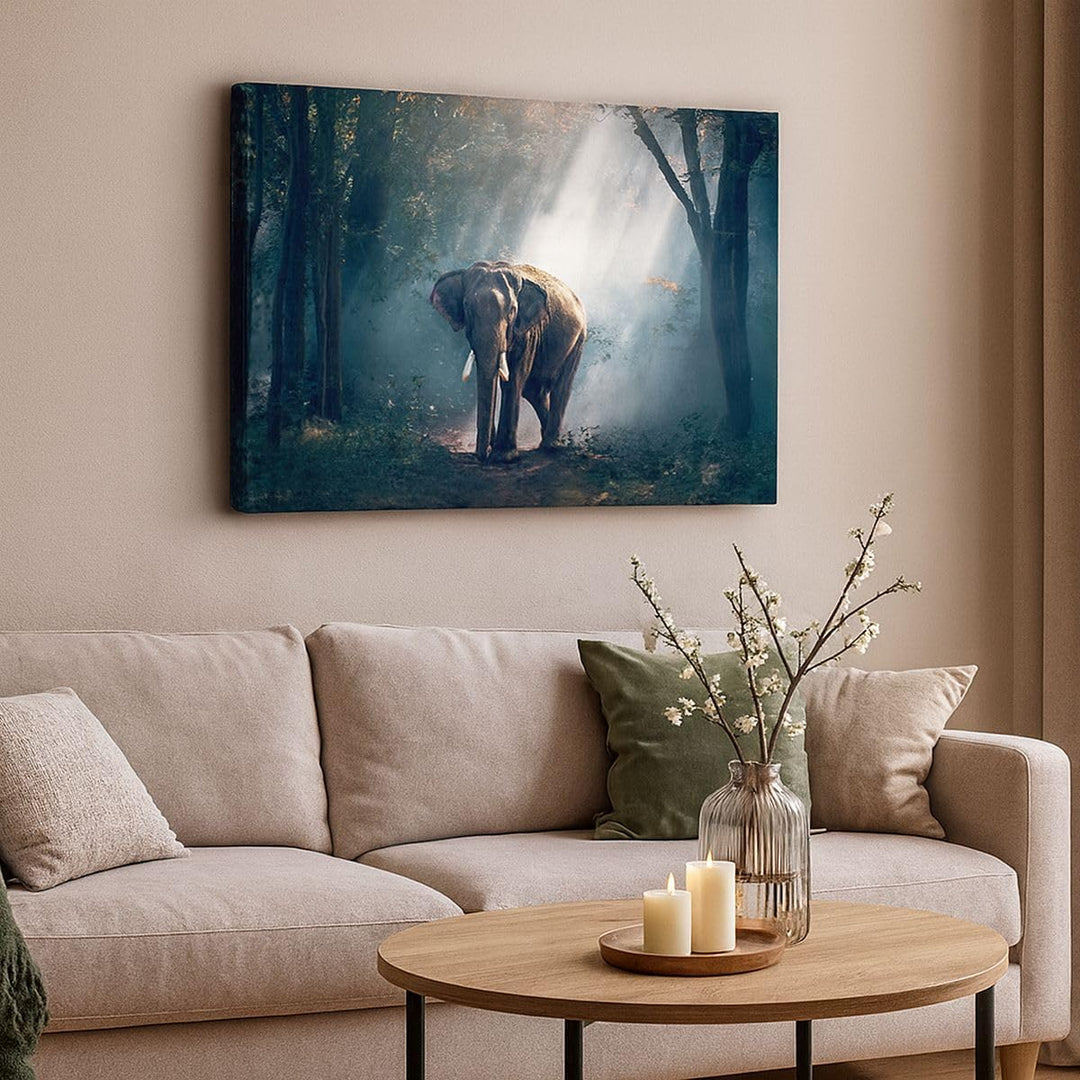 Bilder auf Leinwand 100x70cm Leinwandbild mit Rahmen elefant natur Gross Wanddeko Bild Schlafzimmer