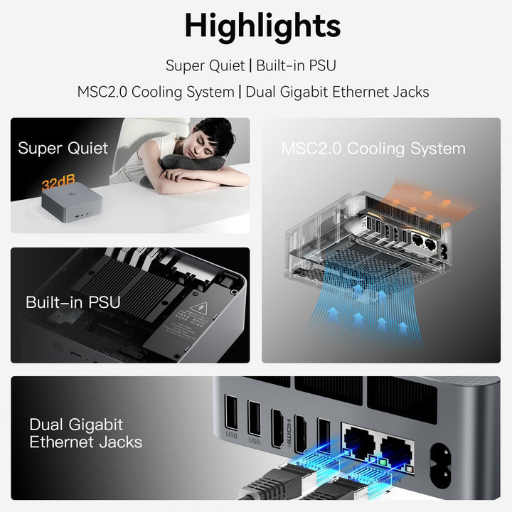 Beelink AMD Mini PC Ryzen 7 5800H(8C/16T,bis zu 4.4GHz), SER5 Pro Mini Computer W11 Pro, 16G DDR4 RA