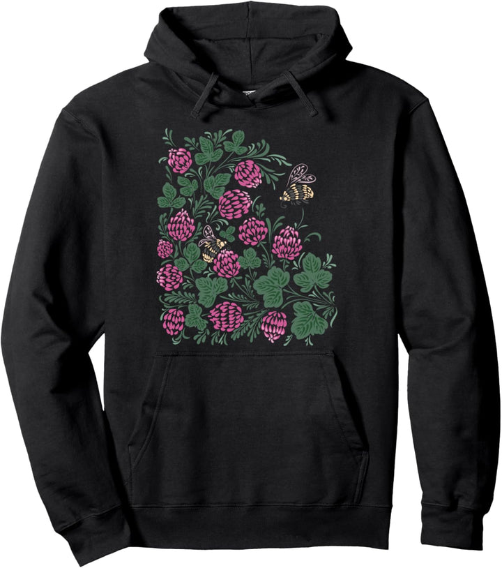 Bumblebees Clover Floral Retro Ukrainisch Vyshyvanka Pullover Hoodie