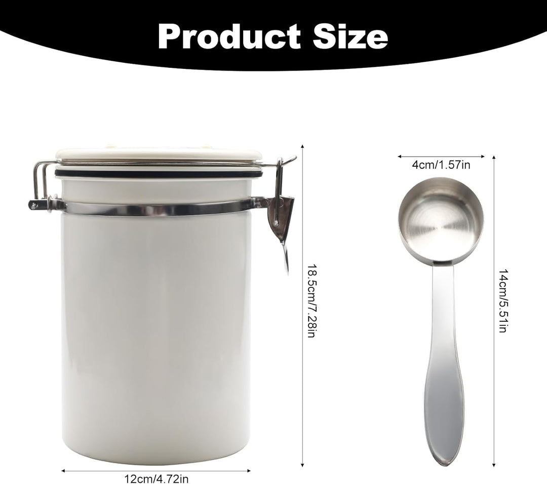 Coffee Bean Container (1.8 L), Airtight, Coffee Canister, Stainless Steel Material, Suitable for Cof