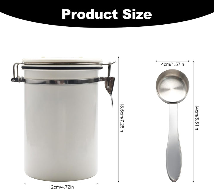 Coffee Bean Container (1.8 L), Airtight, Coffee Canister, Stainless Steel Material, Suitable for Cof