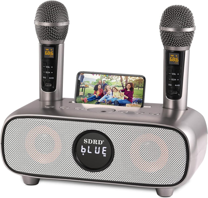Karaoke Maschine,Bluetooth Karaoke Anlage für Erwachsene und Kinder, Tragbares PA-System mit 2 Mikro