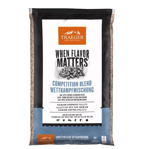 Traeger Competition Blend Premium Hartholzpellets, 9 kg, Süss-Nussiges Raucharoma, FSC-Zertifiziert