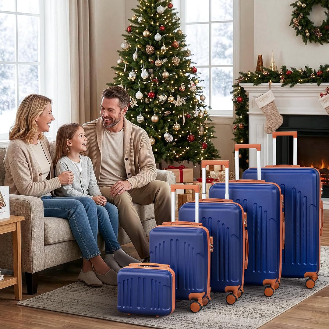 LEADZM Koffer Set 5 teilig Hartschale mit Kosmetikkoffer, Kofferset aus ABS, Reisekoffer mit Rollen