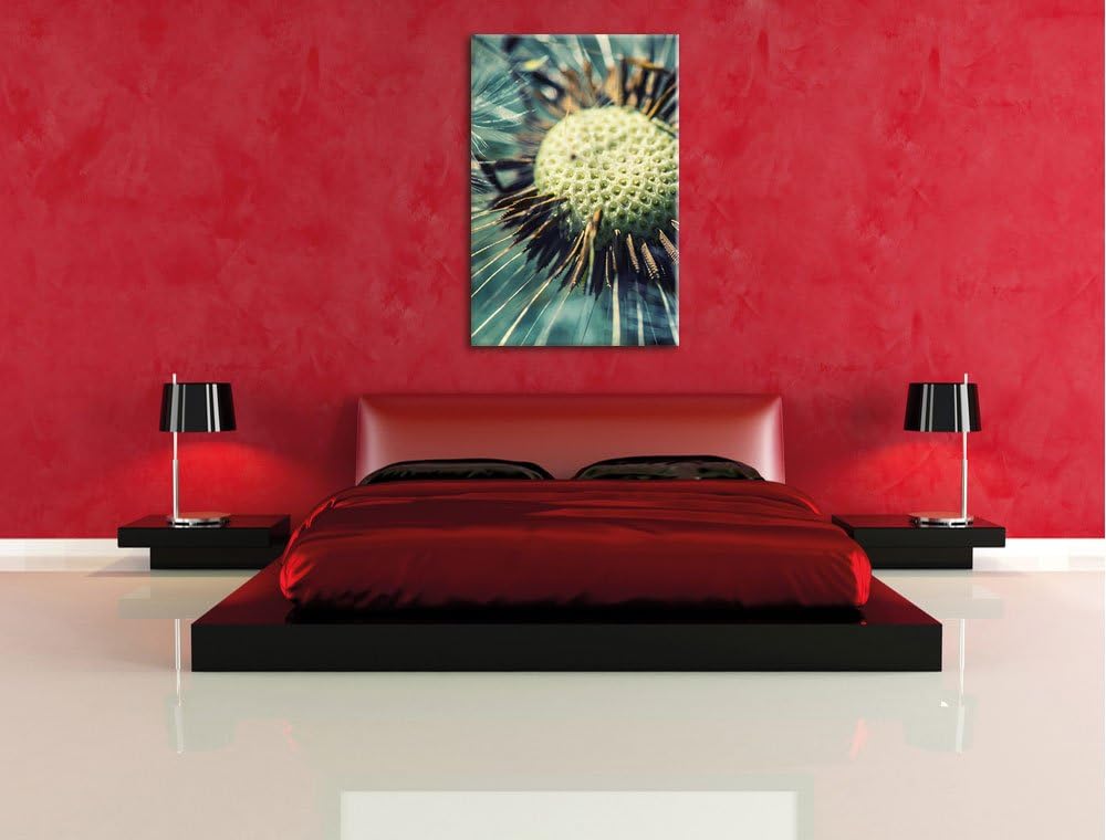 Pixxprint Pusteblume, Format: 100x70 auf Leinwand, XXL riesige Bilder fertig gerahmt mit Keilrahmen,