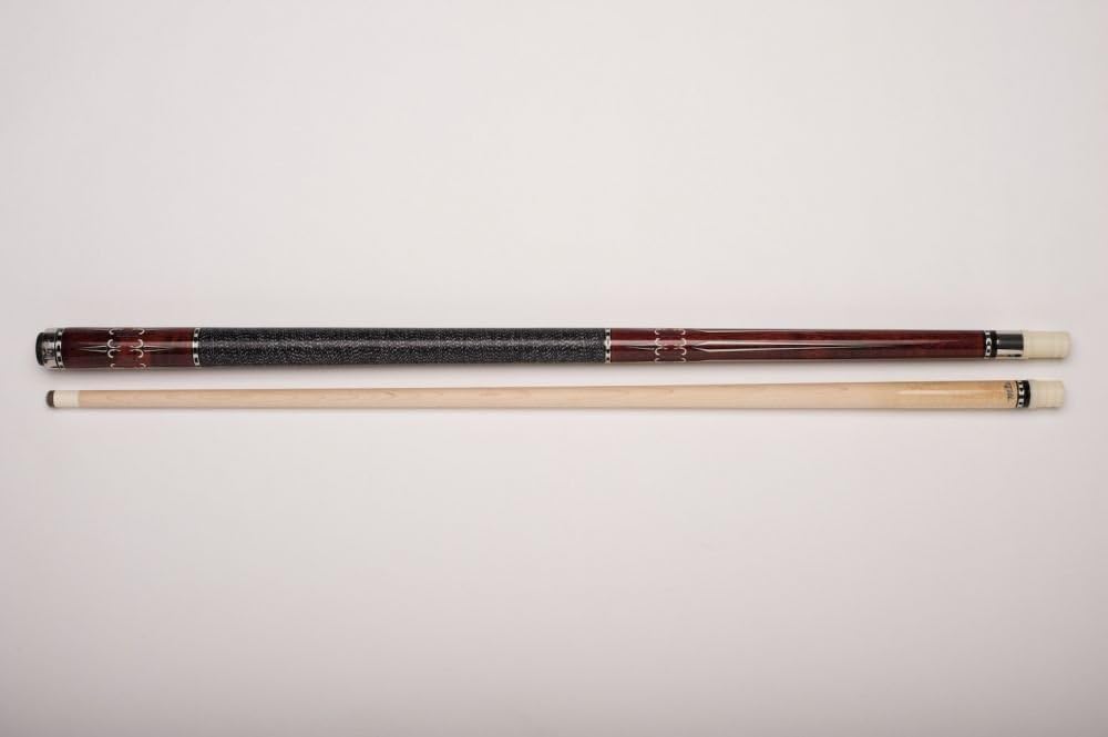 MIT MF1-017 Billard-Queue für Poolbillard, 2-teilig, mit Klebeleder, Vollholz-Oberteil, Leinen-Griff