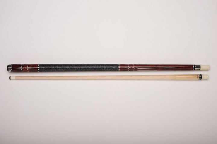 MIT MF1-017 Billard-Queue für Poolbillard, 2-teilig, mit Klebeleder, Vollholz-Oberteil, Leinen-Griff